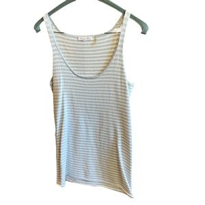 Minnie Rose Womens Small White and Blue Striped Tank Top Shirt
